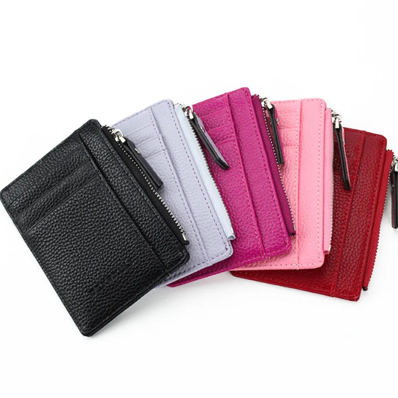 Mini Pu Leather Card Holders Women Zipper Wallet Bag Purse Small Men Wallet Pocket Ultra Thin