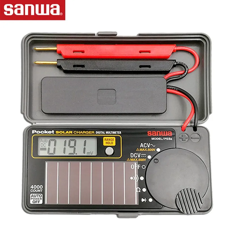 Sanwa PS8a Digital Multimeters / Pocket Type, Solar charge battery DMM, Resistance / On / Diode Test