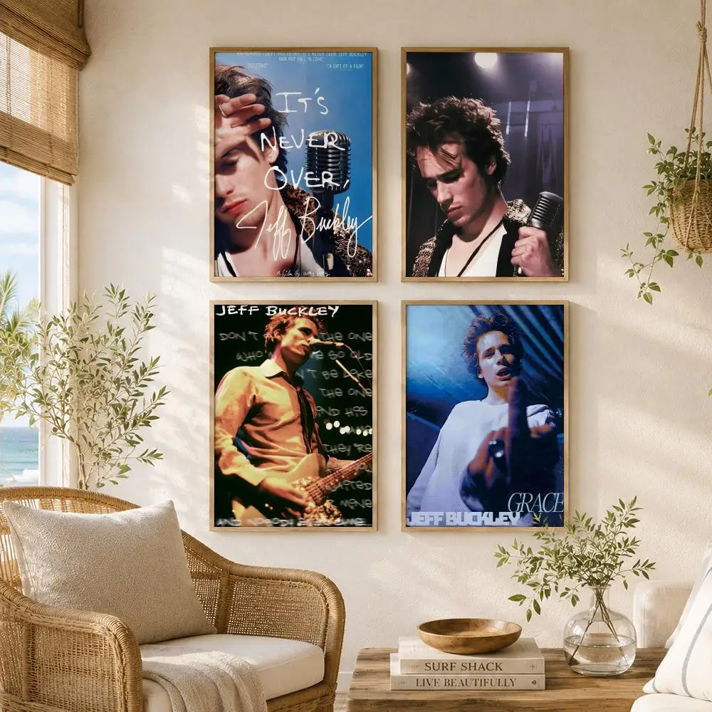 Singer J-Jeff Buckley Painting Calligraphy High-Quality Canvas Wall Mural Crease-Free For Living Room Bedroom Interiors
