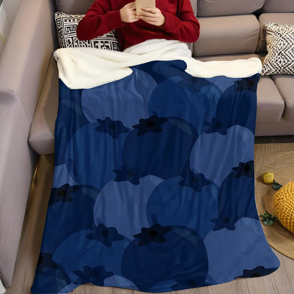 Blueberry Fruit Flannel Blanket Warm Soft Halloween Christmas All-Season Couch Decorative Cozy Warm Gift