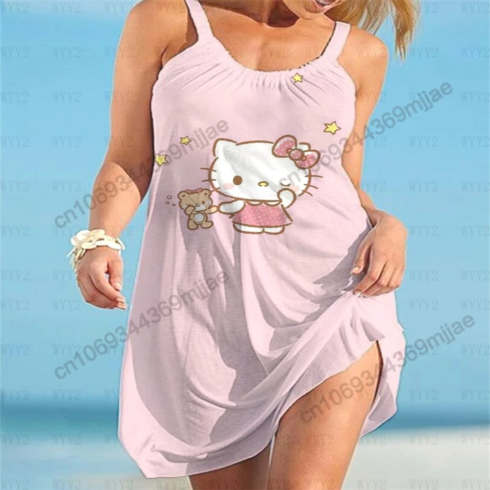 Round Neck Y2k Clothes Women Tops for Women 2023 HelloKitty Summer Top Beach Dresses Woman Clothing Zevity Women's T-shirt Tees