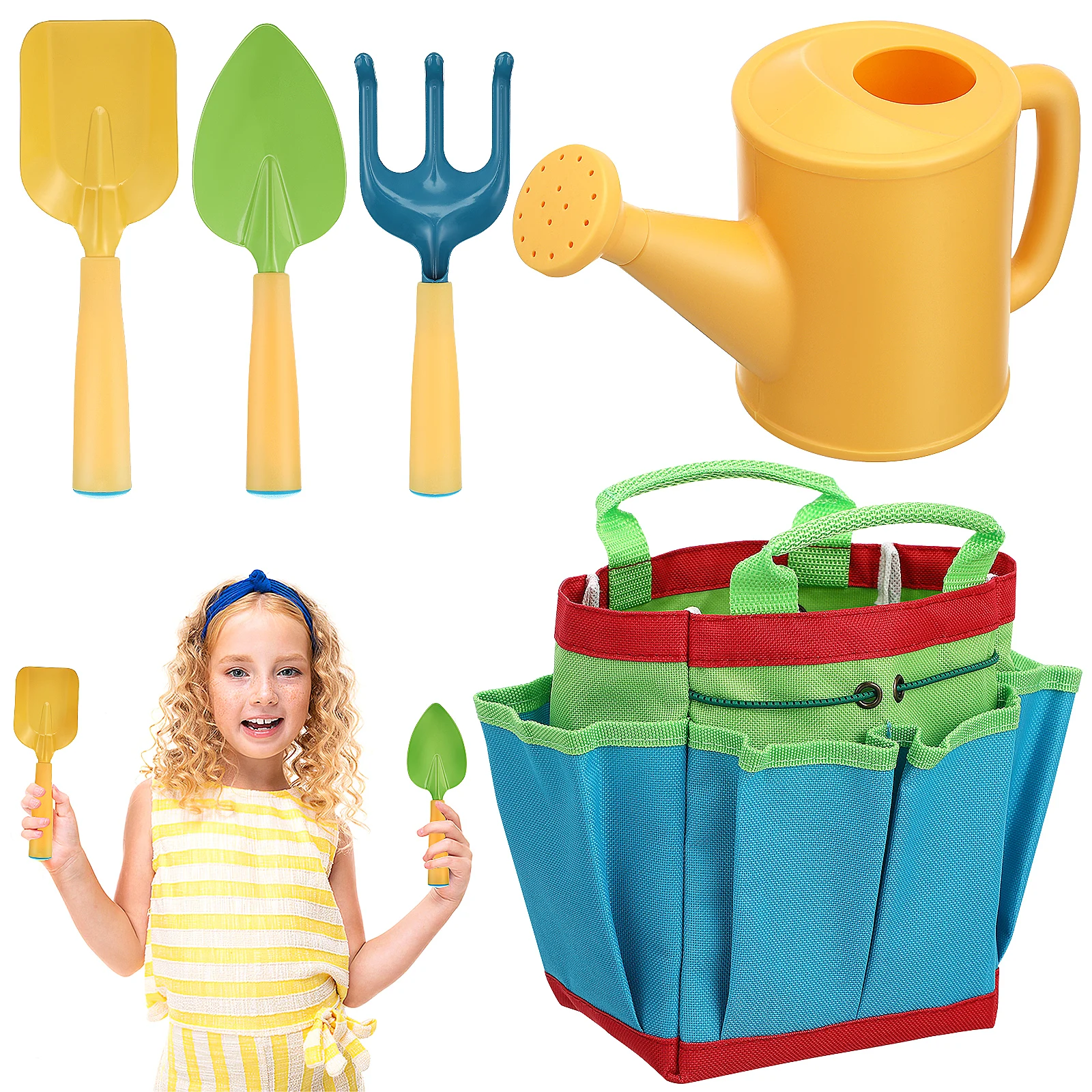

1 set Kids Set Toddler Shovel Rake Watering Kid Set Can Children Garden Tool Kit Garden Tools Kids