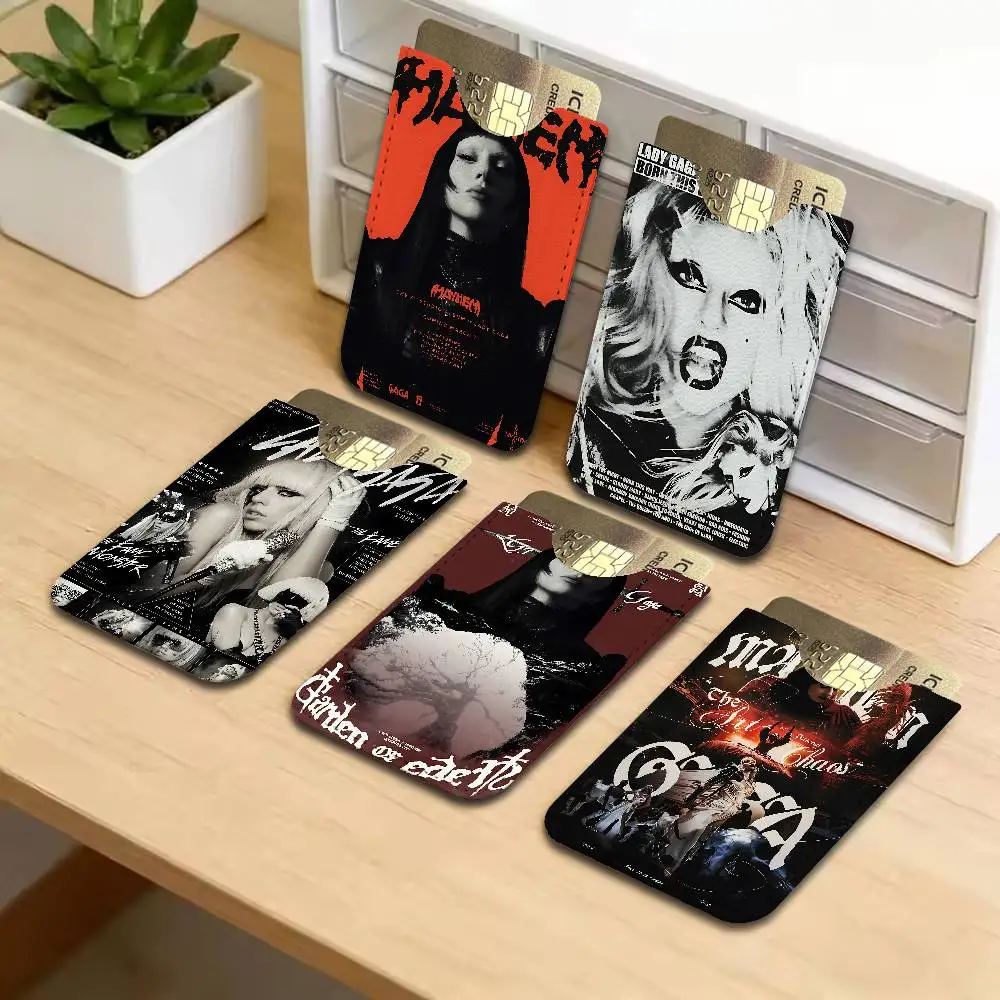 Singer L-Lady Gaga PU Leather Cardholder Ultra Slim Credit ID Card Organizer Lightweight Business Card Holder