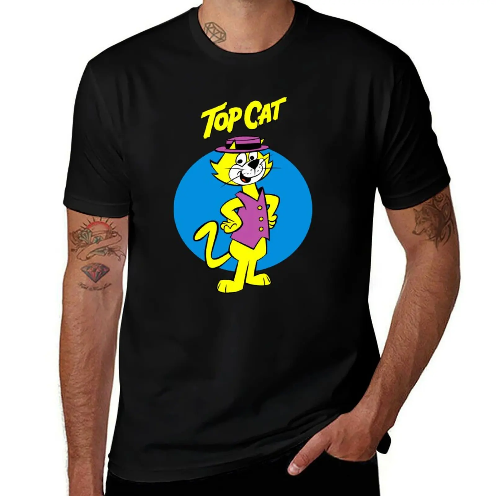 

Top Cat Retro Funny Cartoon T-Shirt man t shirts high quality luxury brand funny t shirts man man t shirt summer T-Shirt