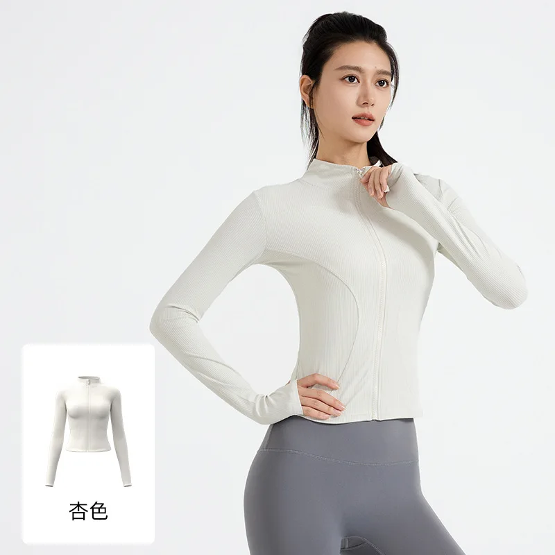 Breathable Full-zip Stand-collar Riding Yoga Tops Women Quick-dry Long-sleeve Slim-fit Comfy Sports Jackets Workout Gym T-shirts