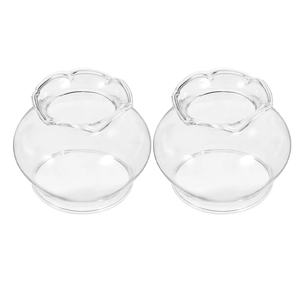 2Pcs Thickened Windproof Glass Lamp Chimney for Oil Lamps Adjustable Brightness Alloy Wick Holder Indoor Outdoor Camping Garden