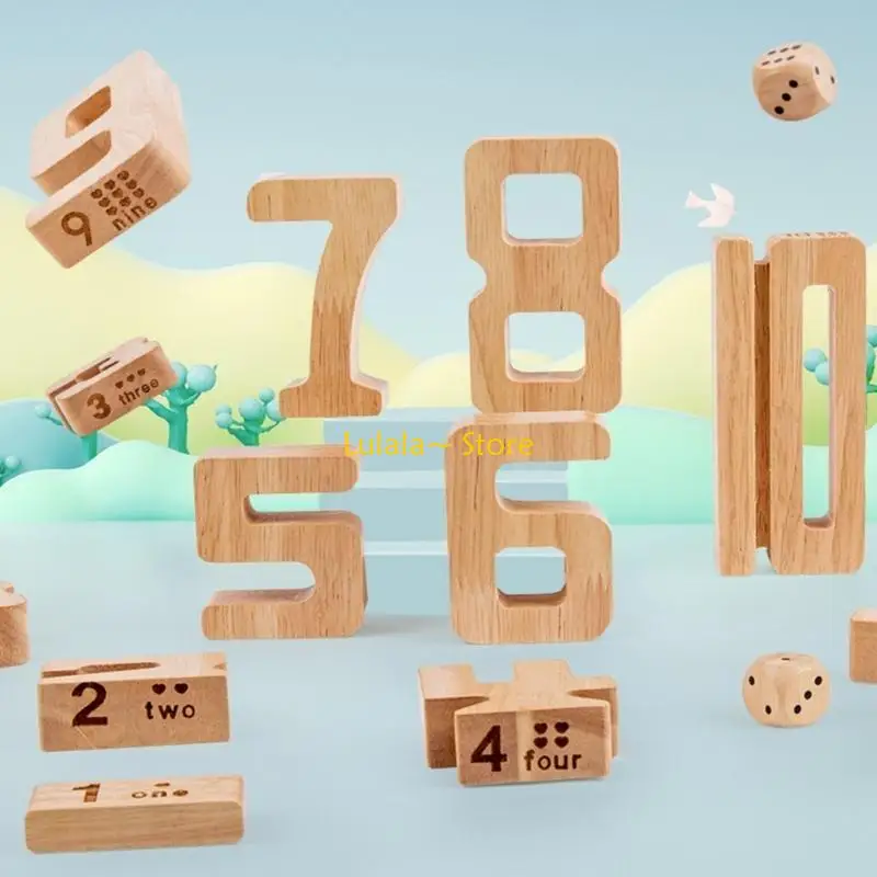 

Y4QA Math Stacking Blocks, Gifts for Kids Toddlers 1-3 Toy Number Balancing Blocks