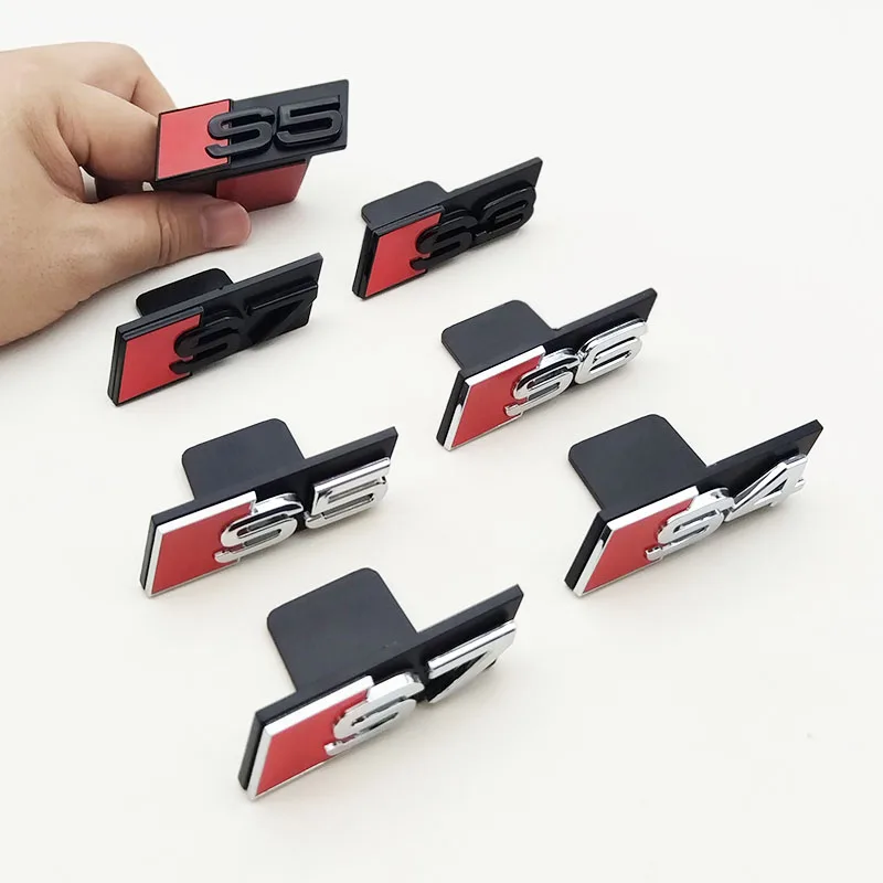 3D ABS cromo negro Logo S3 S4 S5 S6 S7 S8 emblema coche insignia de parrilla delantera para Audi S 3 4 5 6 7 8 accesorios de estilo automático