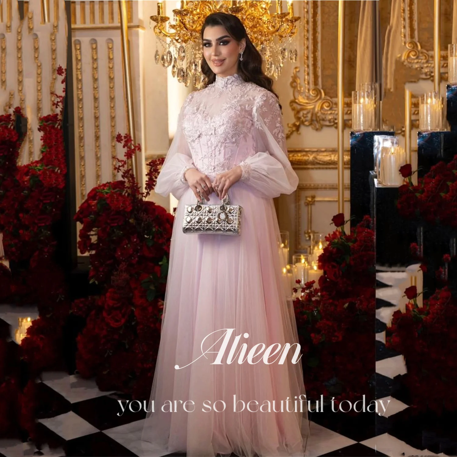 

Aileen женское вечернее платье на заказ с пышными рукавами роскошные женские вечерние платья для особых случаев Vestidos De Festa