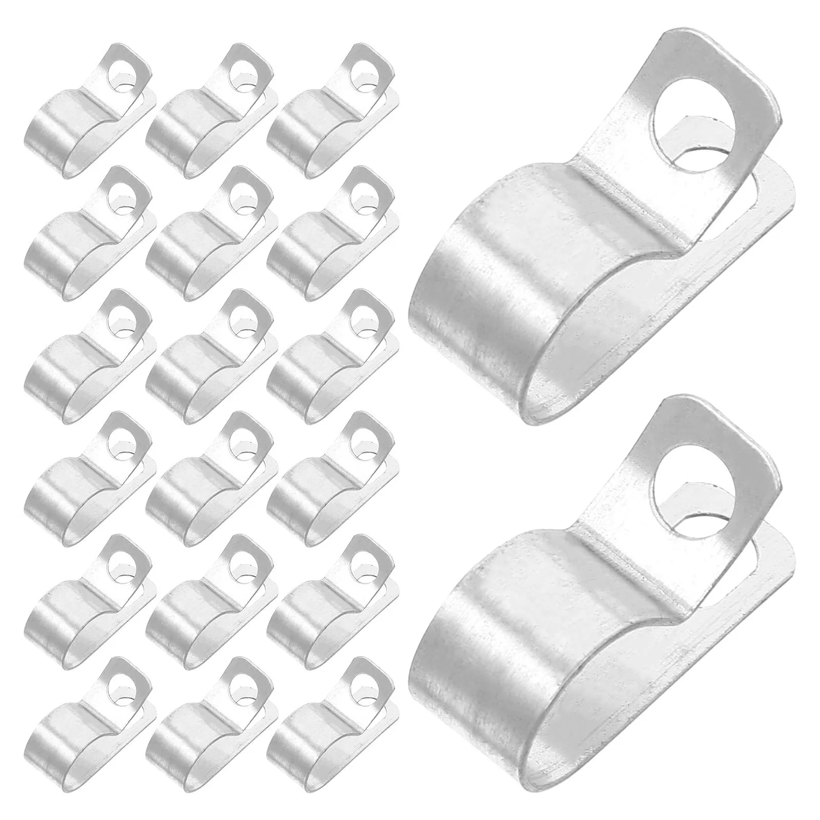30Pcs R-Type Cable Clamp Aluminum Metal Wire Clips Silver Cord Fastener Organizer Cable Management Clamp Electrical Home Office