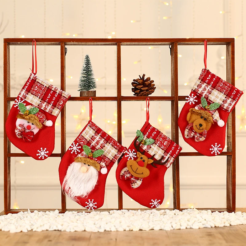 ミニクリスマスハンギングストッキングクリスマスツリー装飾品、ペンダント小さなブーツ、子供の新年のキャンディーバッグ、サンタクロースギフト靴下の装飾