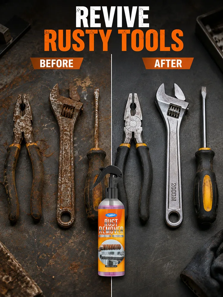 Rust Remover Spray for Metal Powerful Rust Removal Cleaner Anti Corrosion Treatment for Car Parts Tools Bolts Household Hardware view 3