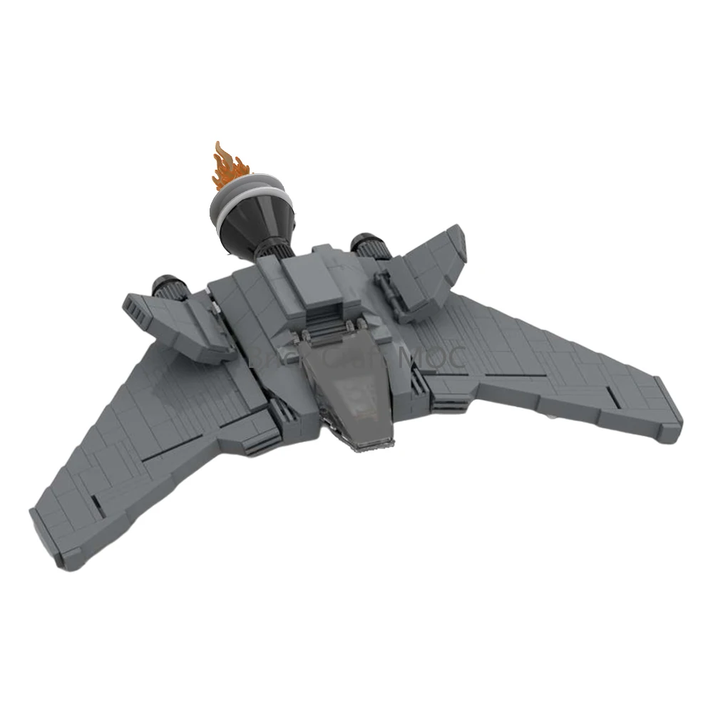 

MOC-63478 F-302 Style Starship Bricks - Detailed Delta Wing Layout & Rear Engine Exhaust, Sci-Fi Display Model