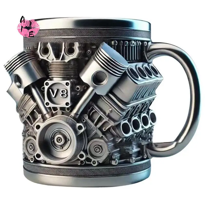 A11E-V8 Engines Stainless Steel Coffee Mug, Car Engine Coffee Cup With Insulated Handle For Car Lovers Gift