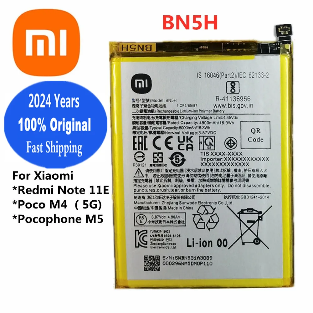 

2024 Years 5000mAh BN5H Original High Quality Battery For Xiaomi Redmi Note11E / POCO M4 5G / Poco M5 Phone Battery Bateria