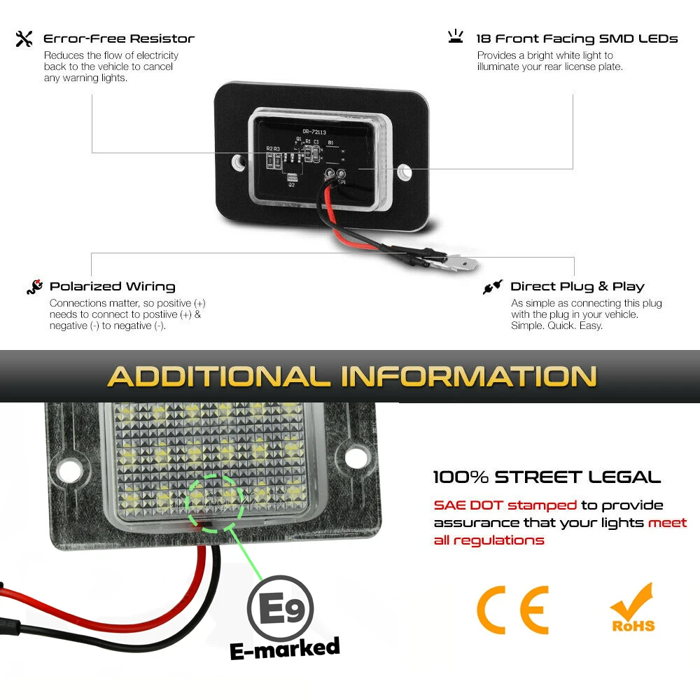 2pcs For Land Rover Discovery 1 2 1994-2004 For Land Rover Discovery TD5 LED License Number Plate Light Canbus Rear Tag Lamps