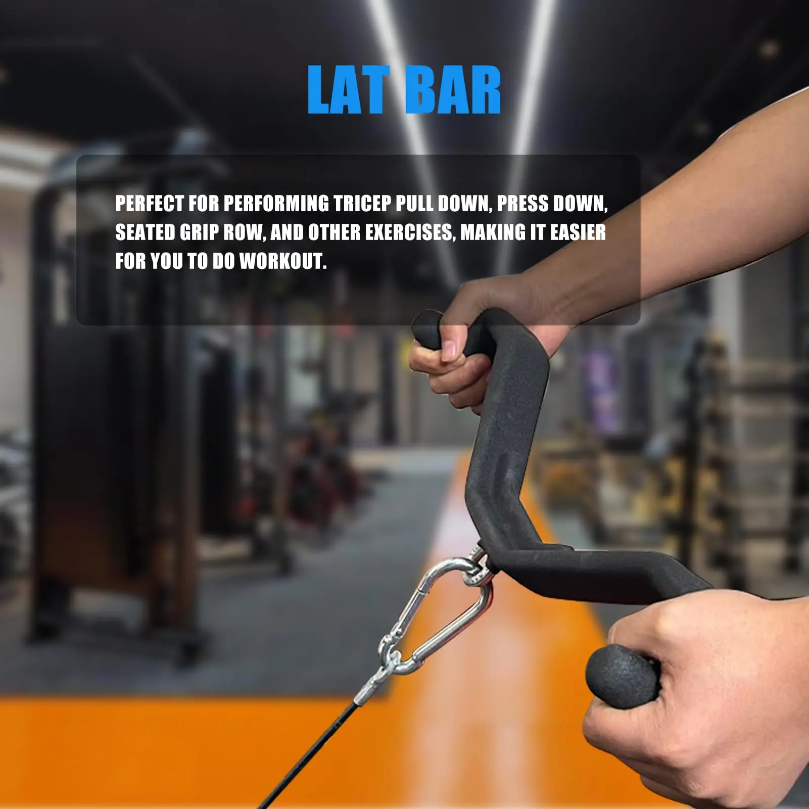 Home Gym Multi-Grip LAT Pull Down Bar Back Biceps Triceps Arm Strength Training Gripper Rowing T-bar V-bar for Rowing Machine