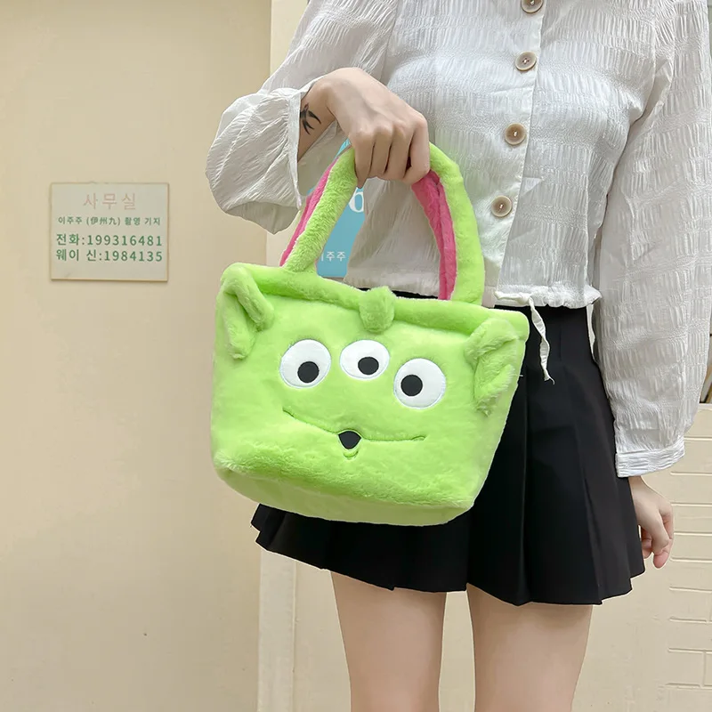 Plush Strawberry Bear Handbag Single-shoulder Portable Shopping Bag Large Capacity Double-sided Doll Bag Children Bags Fashion