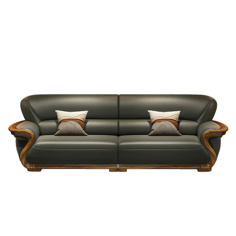 

Кожаный диван-комбинация для современной гостиной, большой диван из массива дерева, первоклассная воловья кожа