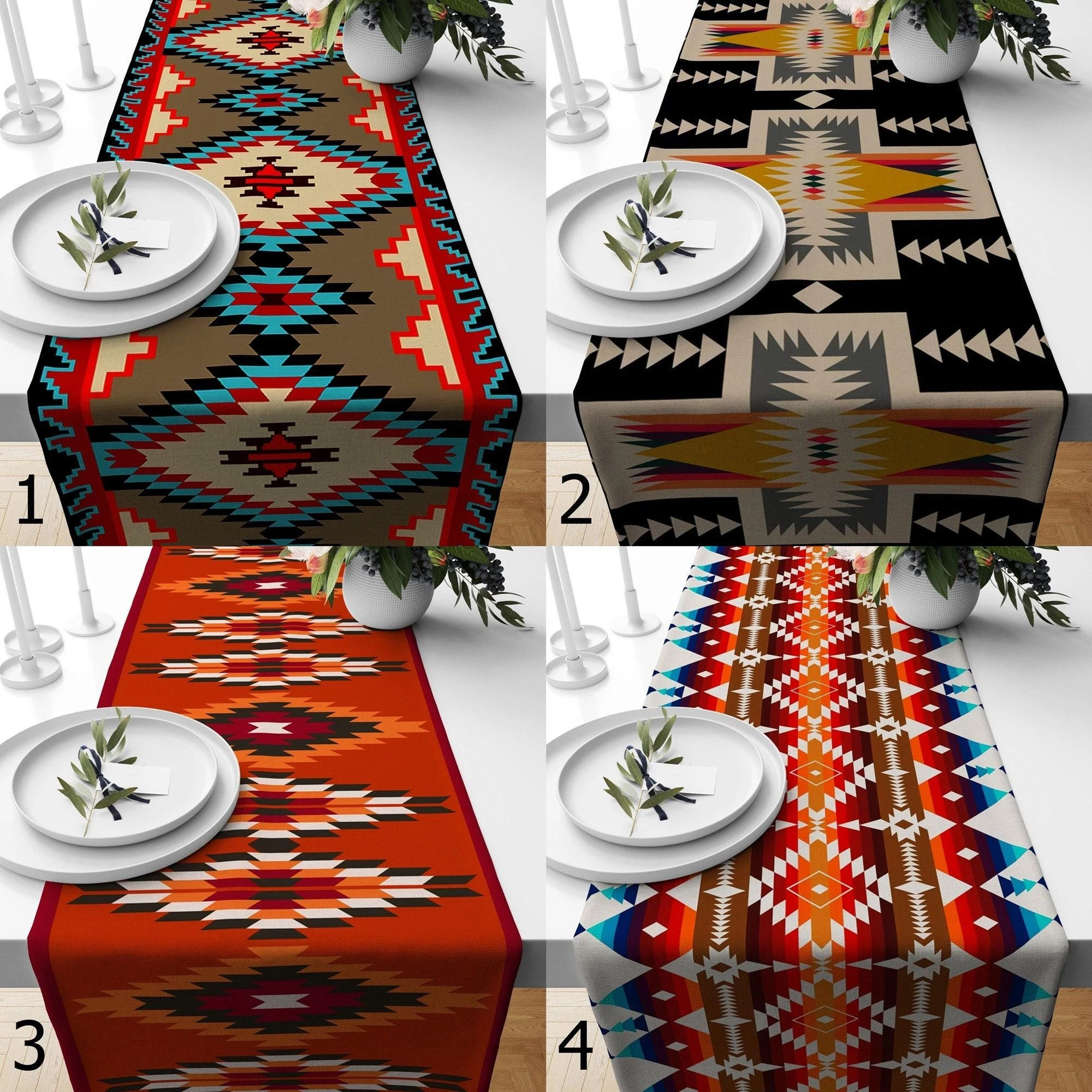 Southwest Ethnic Rug Pattern Table Runner Western Style Dining Table Decor Home Party Table Ornament