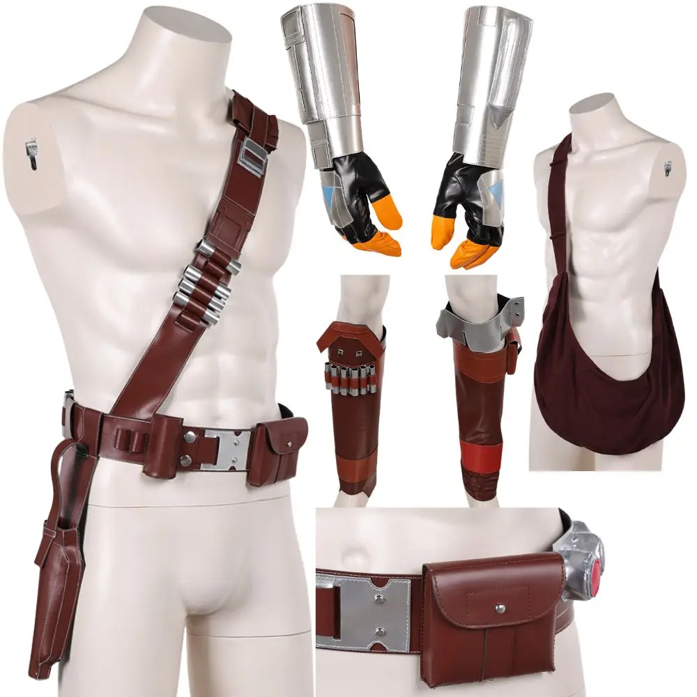 Din Djarin Cosplay Strap Belt Harness Gloves Shoulder Bags Costume Accessories For Adult Men Roleplay Props Halloween Carnival