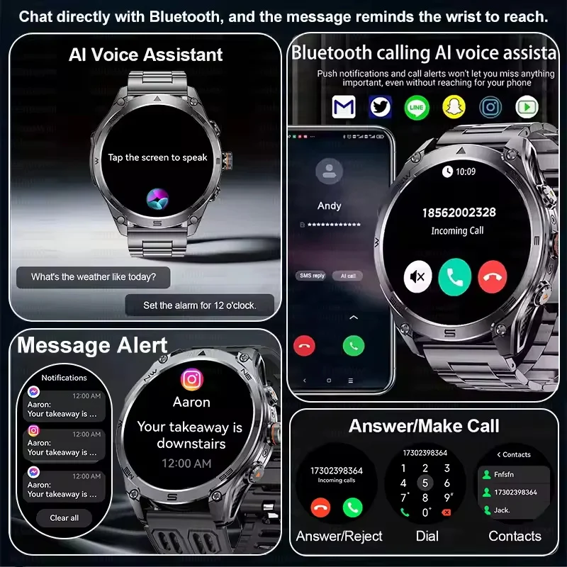 2025 New Outdoors Military GPS Sports Smart Watch Men Built-in Dual-Band GNSS Compass Altimeter 10ATM Bluetooth call Smartwatch