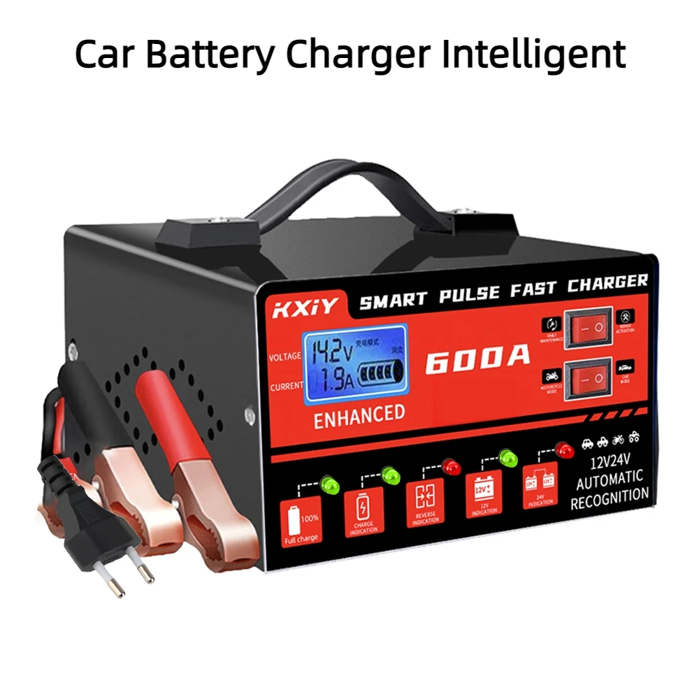 

Цифровой ЖК-дисплей 12 В 24 В 600 А Автоматическая остановка Автомобильное зарядное устройство Интеллектуальный импульсный ремонт Обнаружение напряжения и температуры