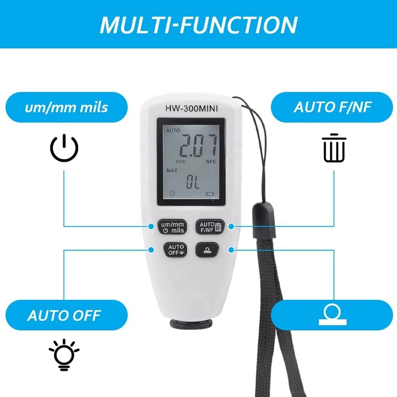 Testeur de jauge d'épaisseur de revêtement de voiture, blanc, automobile, 1 pièce