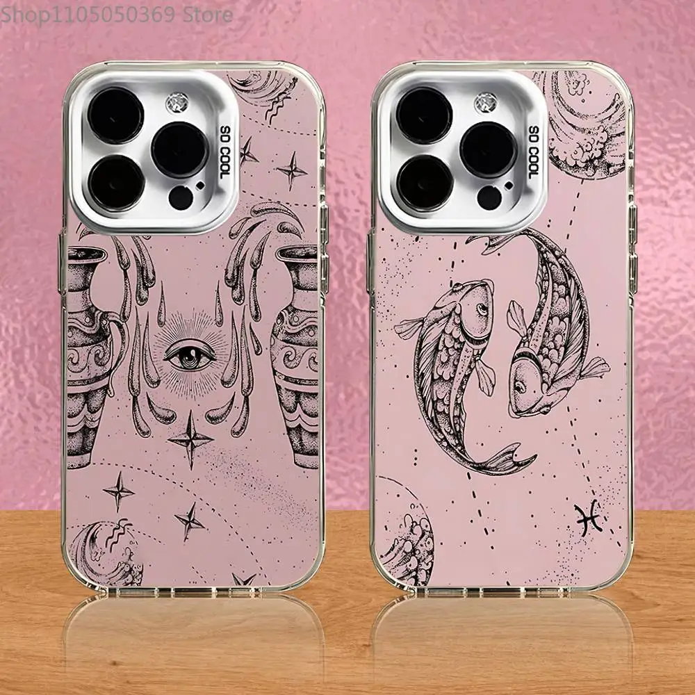 

Zodiac Desgin Phone Case For iPhone 16,15,14,13,12,11,Pro,XS,Max,Plus,Mini,SE White Candy Matte Shockproof Cover