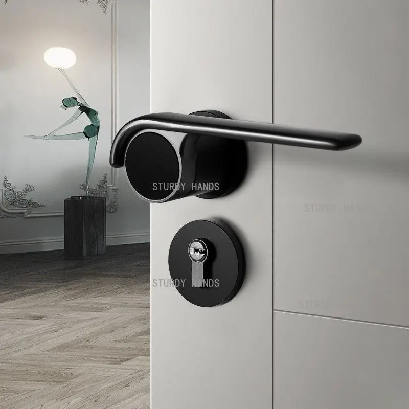

Zinc alloy gray and black silent door lock modern and minimalist universal indoor split lockset