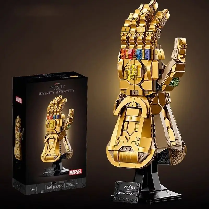 Guante de Thanos de la Saga del Infinito de los Vengadores, Bloques de Construcción de la Piedra del Infinito Dorada, Juguete Coleccionable Premium para Niños, Regalo de Marvel
