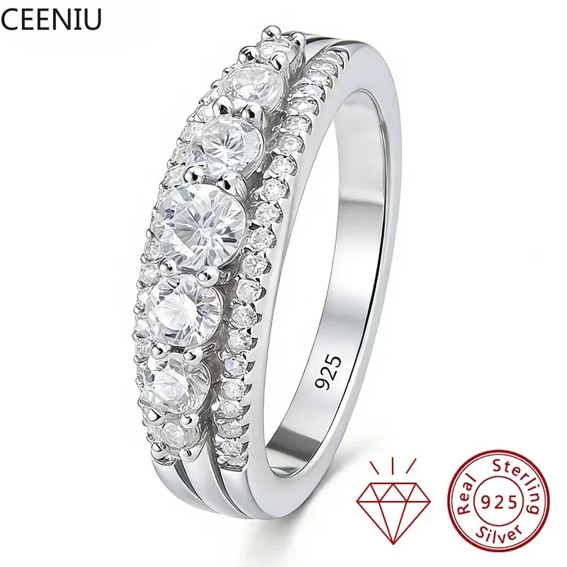 Moissanite Wedding Rings for Women Original 925 Sterling Silver Eternity Band Engagement Ring Fine Jewelry