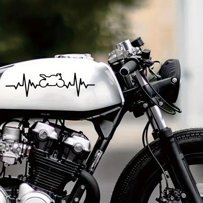 

Motorcycle Heartbeat Vinyl Sticker, Removable Pulse Line Graphic Decal for Helmet, Motorcycle Body & Mailbox