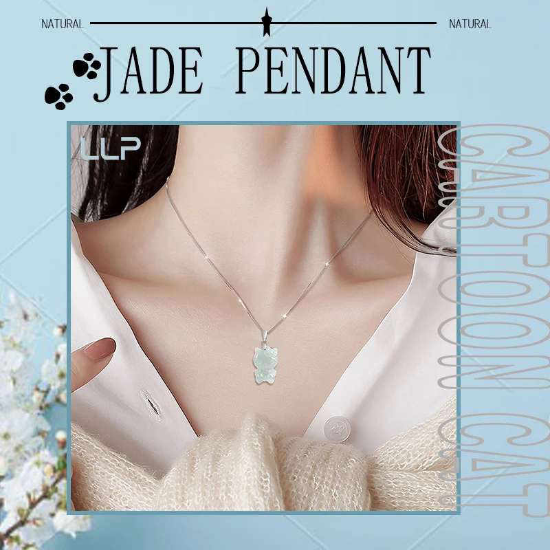 Natural A Cargo Myanmar Jade Cartoon Cat Pendant Official Website Fashion Jewelry Best-Selling Holiday Gift