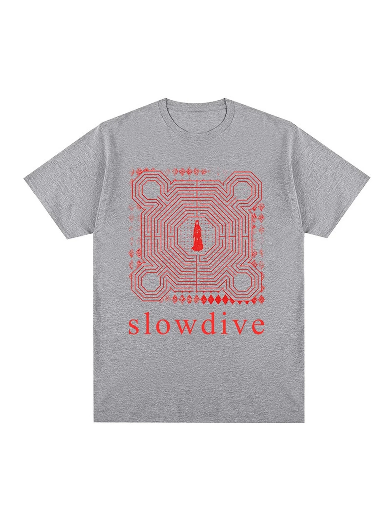 Slow Dive Retro 90s Shoegaze Cycling Print Men's Casual T-Shirt Loose Fit Casual Unisex Streetwear Shirt