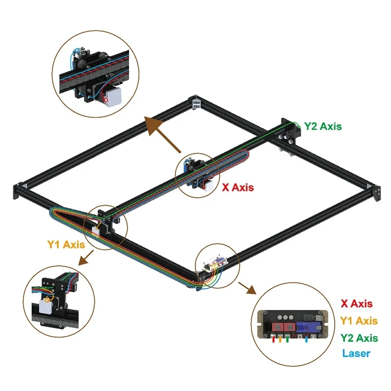 Large Area 100x100cm 2 Axis CNC Laser Engraver Printer Machine 20W 40W GRBL Control For Wood PCB PVC