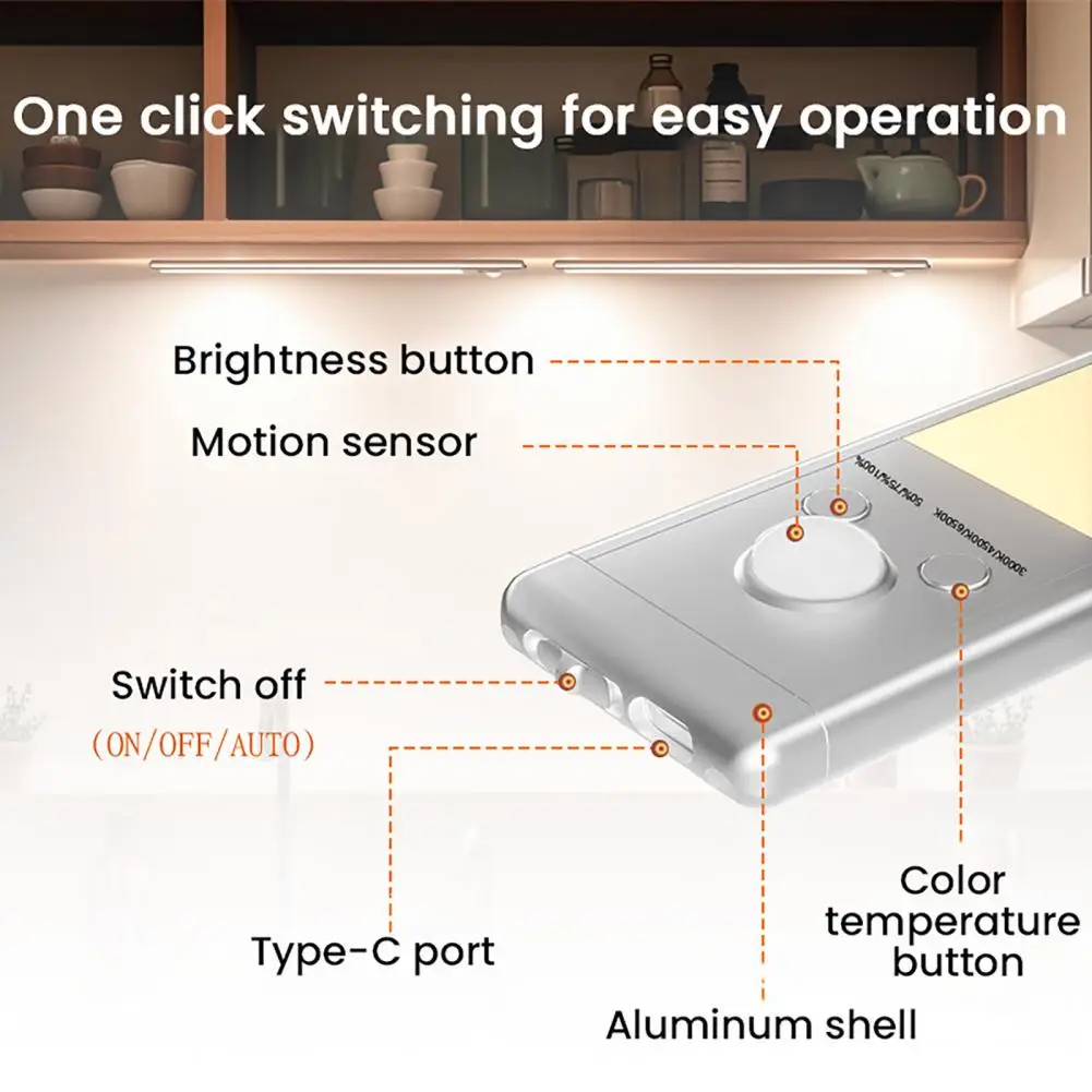 Сенсорная лампа, перезаряжаемая USB-c, перезаряжаемая лампа, перезаряжаемый магнитный ночник с регулировкой для шкафа для дома