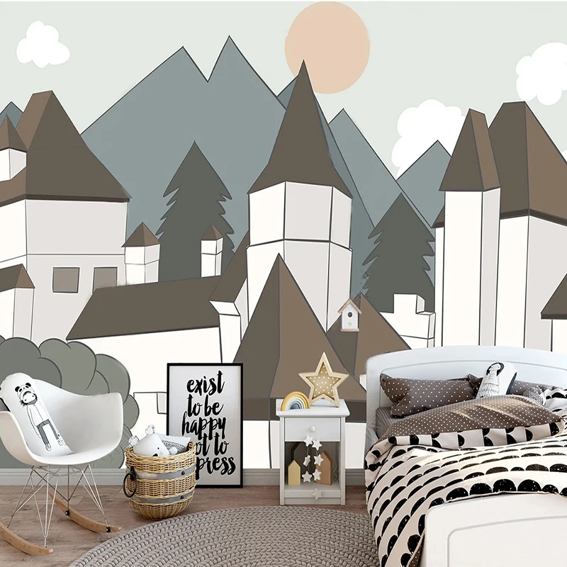 

Custom Any Size Mural Wallpaper 3D Hand Painted Children's Room Nordic Vintage Architecture Castle Decor Fresco Papel De Parede