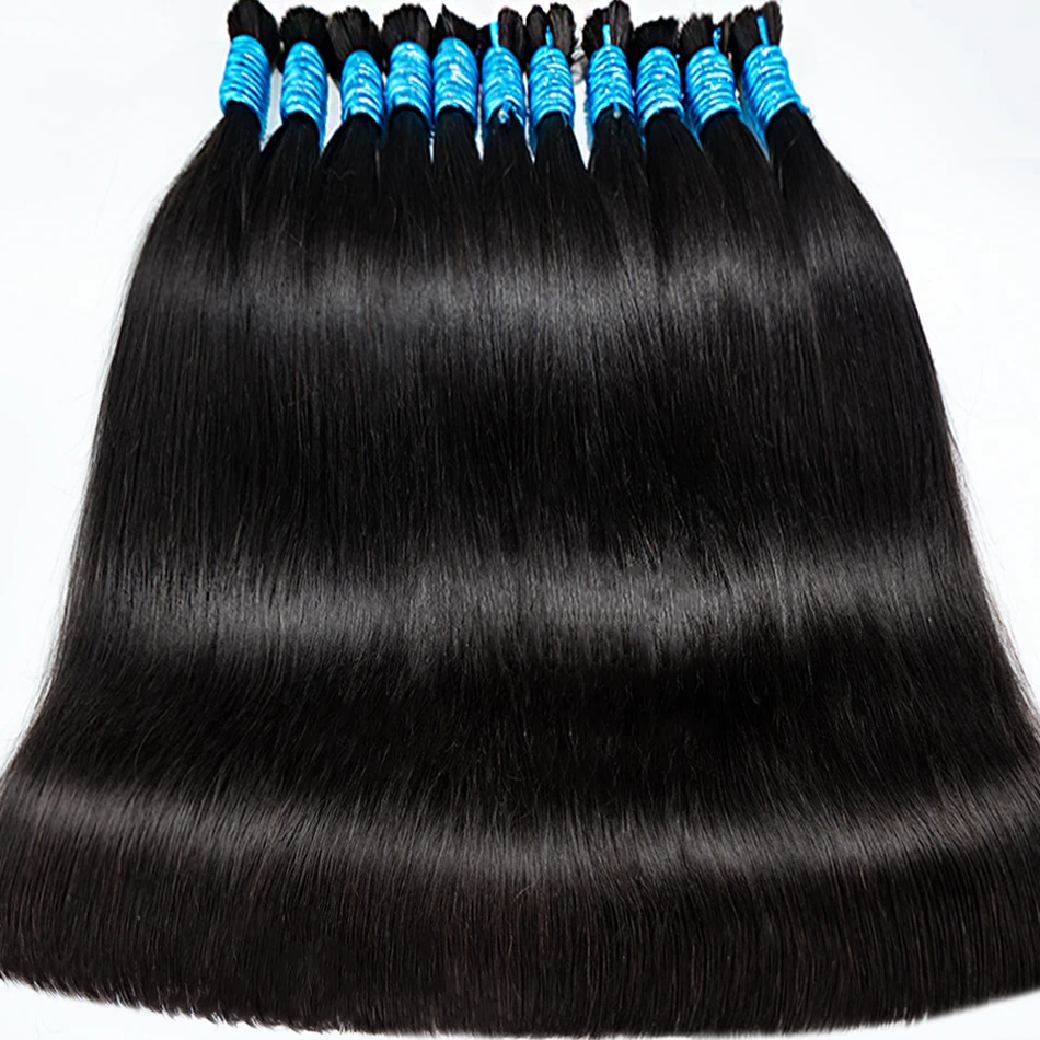 Straight Human Hair Bulk For Braiding Extensiones Cabelo Humano 100% Natural Balck Virgin Weaving Unprocessed No Bulk Human Hair