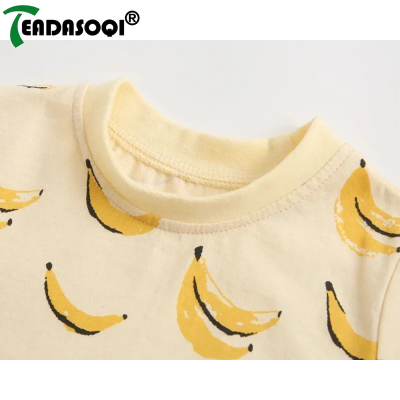 0-3Y Baby Bodysuit Clothes Jumpsuit Outfit Kids Girls Boys 2Pcs Set Banana Pineapple Print Romper Tops With Hat Costume Suit