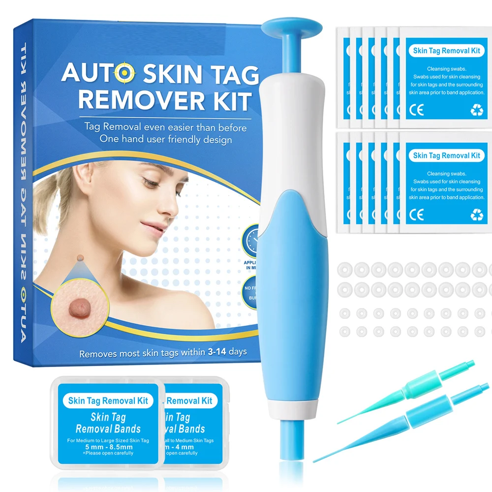 Auto Skin Tag Removal Kit For Small to Large Skin Tags 2-8mm With Cleansing Swabs Bands Body Face Skin Care Tool Beauty Health