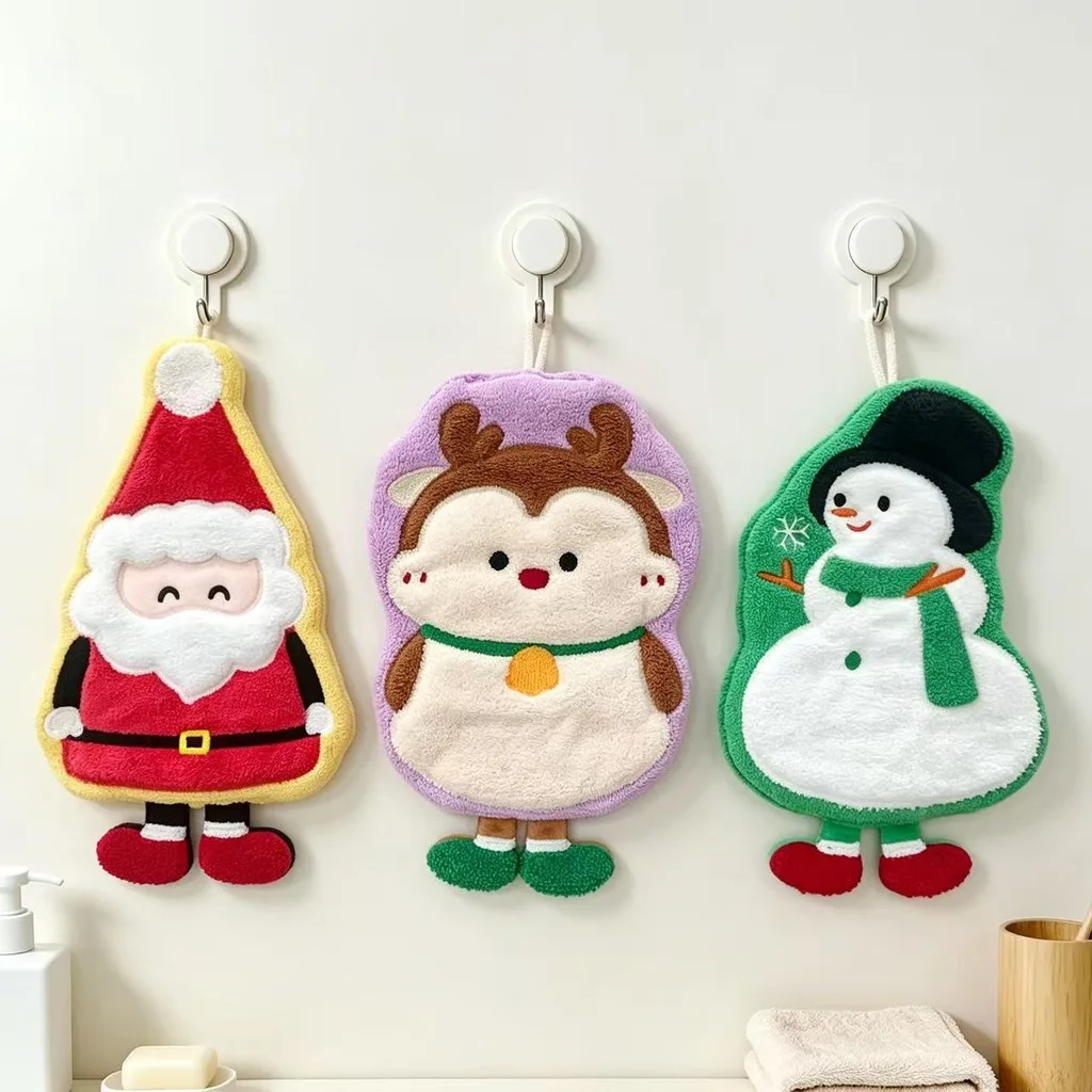 Bathroom Hand Towel Coral Velvet Kitchen Hand Towel Hanging Hand Cloth Christmas For Bathroom Toilet