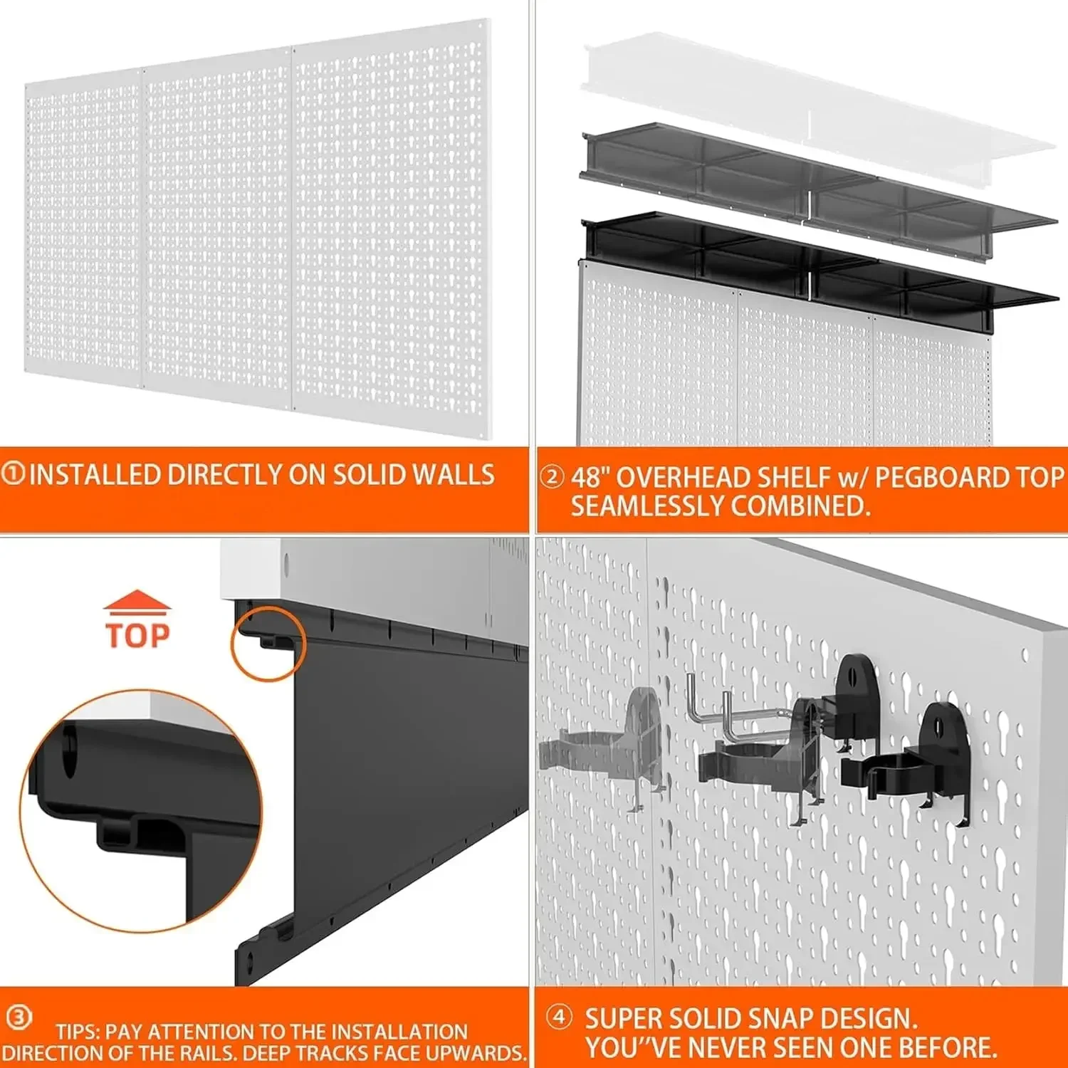 Pegboard Wall Organizer โรงรถโลหะยูทิลิตี้เครื่องมือชุดเครื่องมือตะขออุปกรณ์เสริมติดผนังถัง