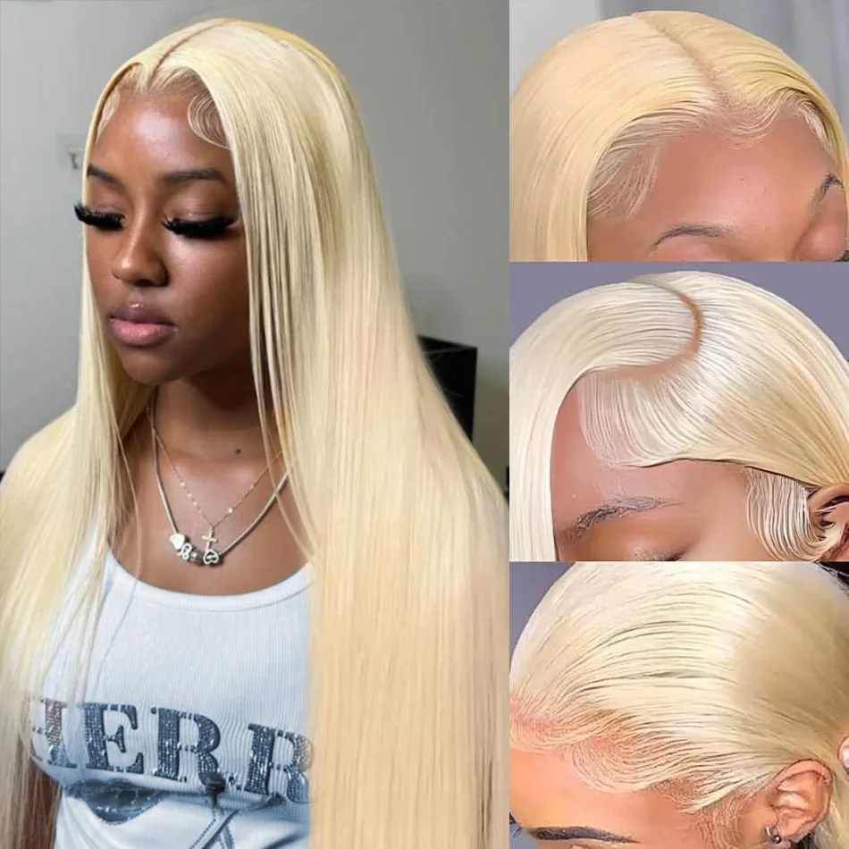 613 Hd dentelle frontale perruque 13X6 Blonde droite perruques de cheveux humains 100% qualité de cheveux humains couleur brésilienne perruques Original 230 densité
