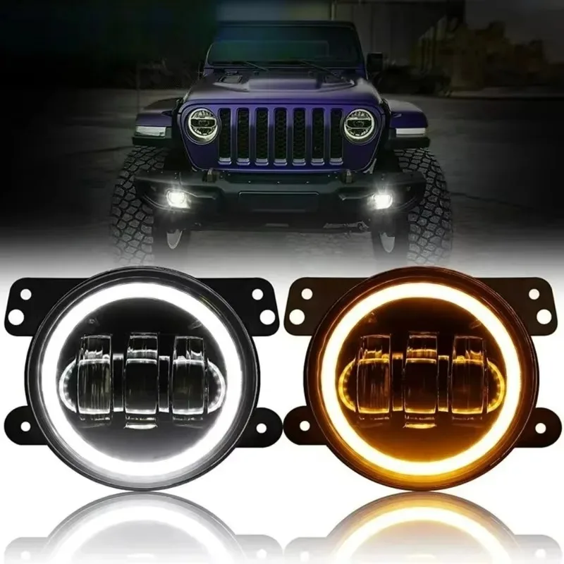 

Для Jeep Grand Cherokee 2011-2013 Jeep Wrangler JK TJ Dodge Chrysler Противотуманные фары автомобиля Передние фары дальнего света Halo DRL 4 дюйма Светодиодные