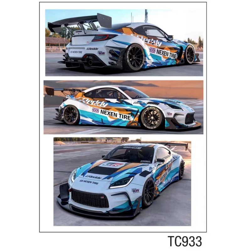 TC933 Scale 1/10 Rc drift sticker. 1/10 GR86 Greddy On road car Decals. 210mm x 297mm