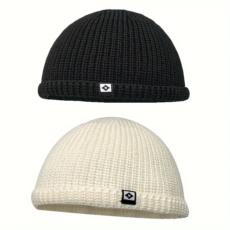 الرجال العصرية بقع قبعة قبعة صغيرة محبوكة للنساء الخريف الشتاء المارقة محب المالك قبعة الهيب هوب قبعة الجمجمة خفيفة الوزن الموضة #6