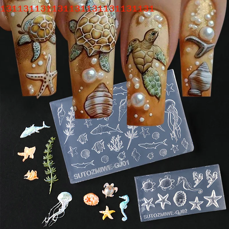 オーシャンスタイル ソフトDIYネイルデザインテンプレート 貝殻型ネイルアクセサリー サロン用 3Dシリコンシェル 貝殻ネイルアートモールド