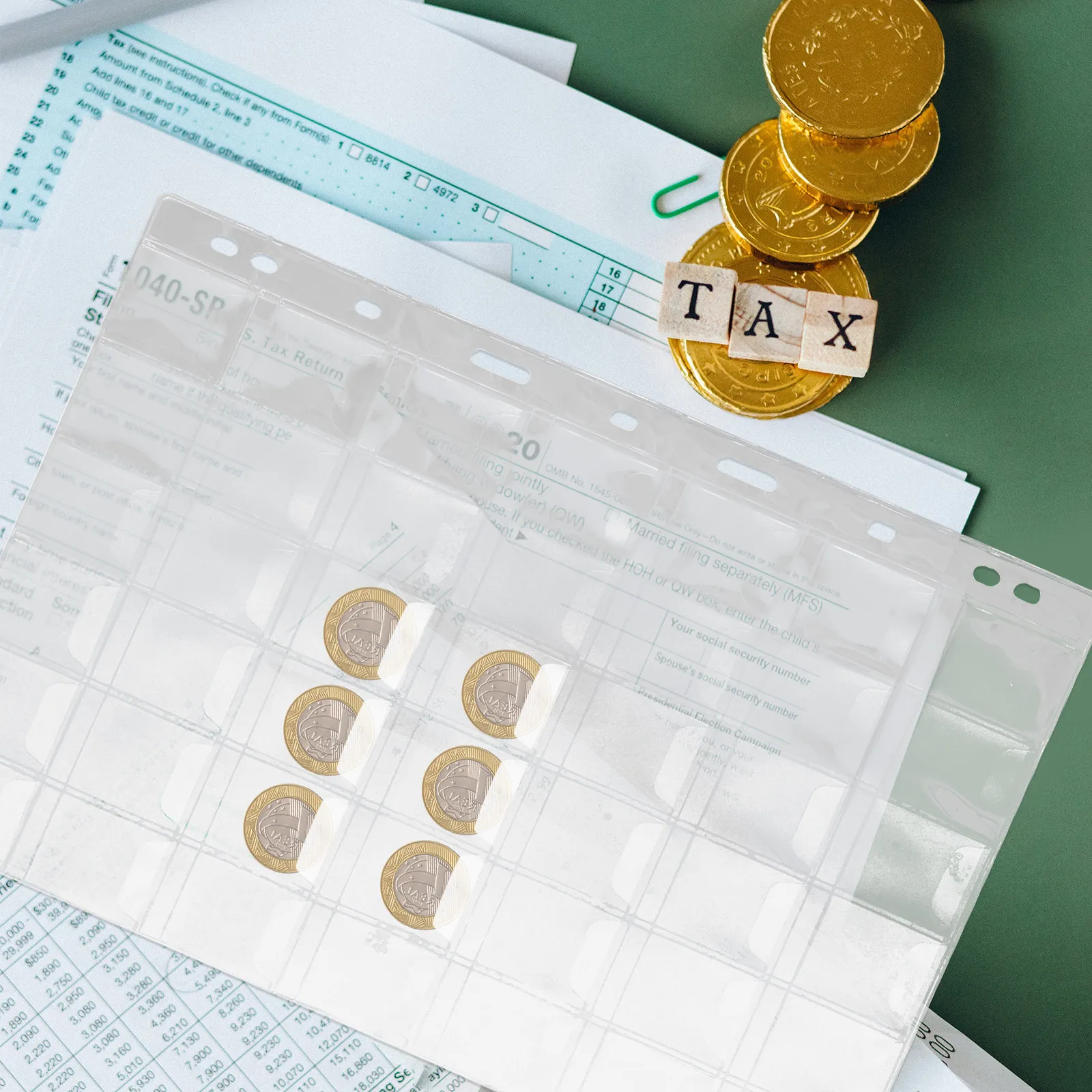 

10 Sheets Hard Coin Collection Pages Plastic Binder Sleeves Protective Storage Inserts Coin Collecting Supplies Album