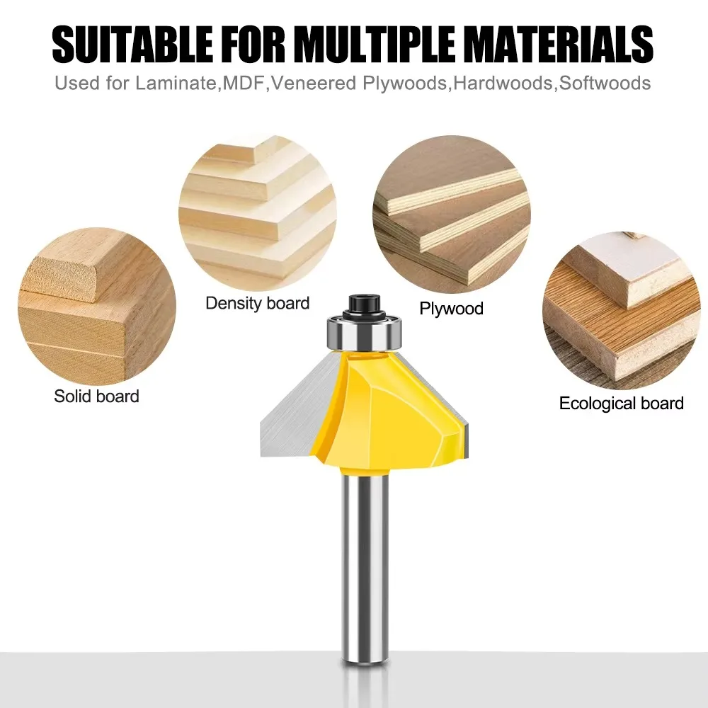 

2 шт. деревообрабатывающий фрезерный станок для обрезки гравировальный станок резак деревообрабатывающие инструменты 8 мм хвостовик 45 градусов коническая фреза
